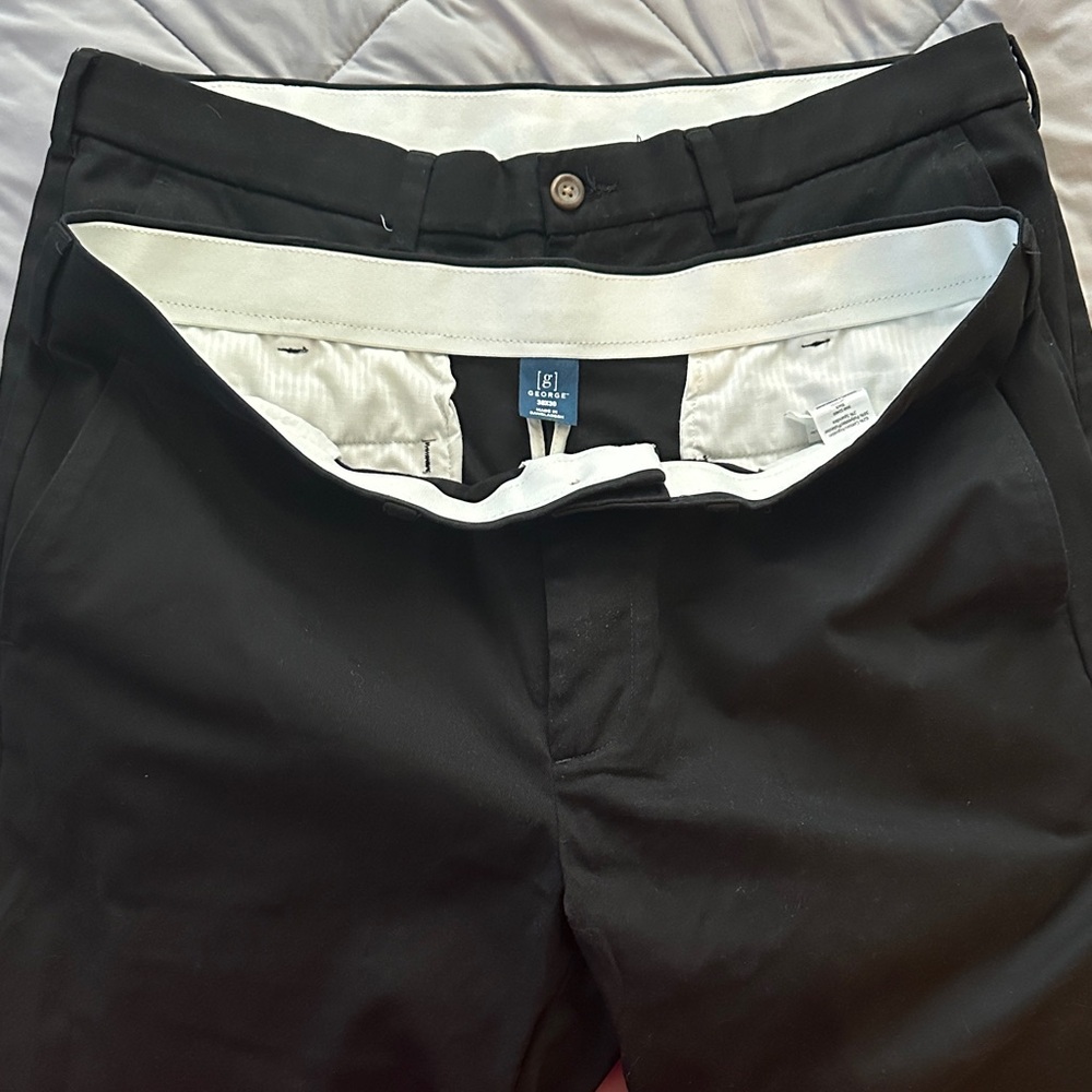 Two pair of George Men's Pants in Black with Light Gray Trim